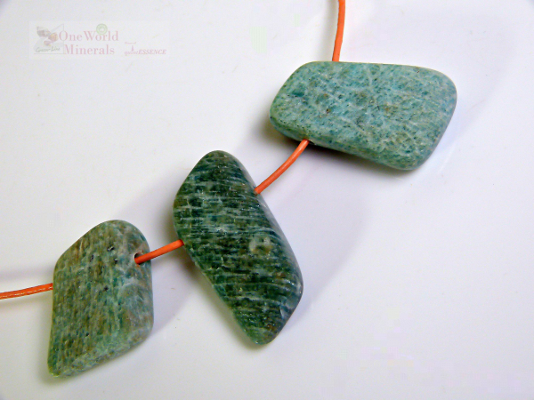 Amazonit, 3 Stück Anhänger, gebohrt